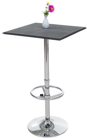 Mendler Bartisch Stehtisch Bistrotisch Chicago mit Fußablage, quadratisch 110x63x63cm MVG-Zertifiziert - schwarz