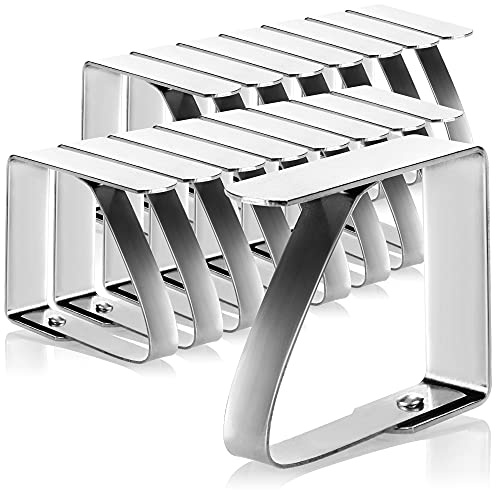 com-four® 16x Pinces à Nappe en Acier Inoxydable - Supports à Tissus résistants aux intempéries - Pinces de Table pour l'intérieur et l'extérieur - Pinces de Table - Clips métalliques