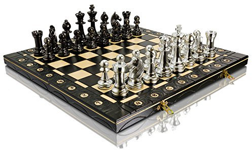 Silber Staunton 40cm / 16in metallisierte Kunststoff Staunton No.5 Figuren Schachspiel, Holz Schachbrett, Metall geladen, Schachspiel