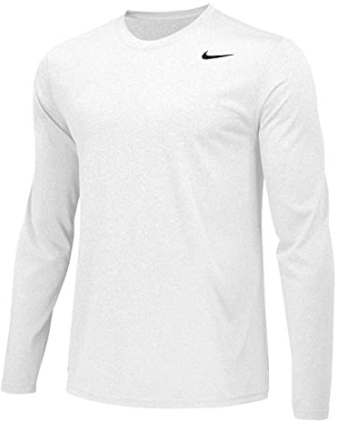 Nike Boys Legend Long Sleeve Athletic T-Shirt (White/Cool Grey, Youth Small)