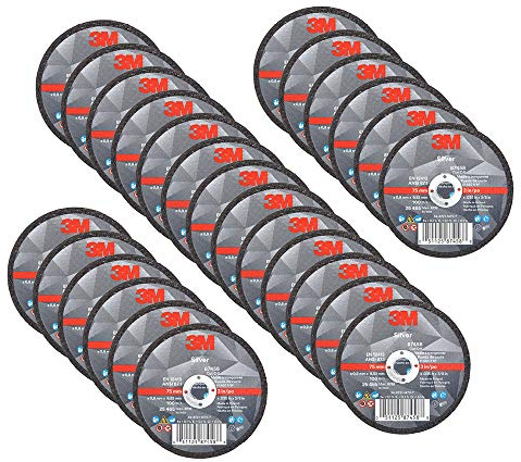 3M Silver Cut-Off Wheel, 87458, T1, 3 in x .035 in x 3/8 in, Pack of 25, Precision Shaped Grain, Pipe Cutting, Stainless and Mild Steel, Metal Fabrication, Metalworking