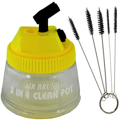 AirBrush Reinigungsset Airbrush-Pistolen-Halter für Airbrushkompress Reinigungsset 3 in 1 Cleaningpot. JETZT INKL. BONUS: Reinigungsbürsten-Set!