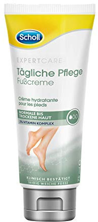 Scholl Expertcare tägliche Fußcreme - mit 2% Vitamin Komplex - ideal für raue und sehr trockene Füße - unparfümiert - schnell einziehend - nicht fettend - 75 ml
