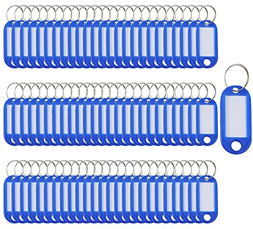 SENRISE Lot de 100 étiquettes porte-clés en plastique avec anneau fendu