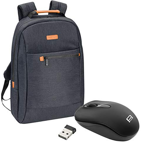 PEDEA Laptop Rucksack Elegance Notebook-Rucksack bis 17,3 Zoll (43,9 cm) mit Tablet-PC Fach bis 10,1 Zoll (25,9 cm) inkl. Schnurloser Maus, Grau