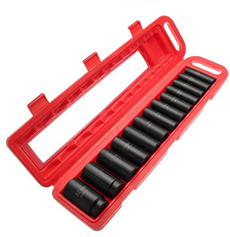 TuToy 13 Stücke 10-32Mm 1/2 Zoll Drive Deep Impact Sockel Set Cr-V Metric Garage Schraubenschlüssel Werkzeug