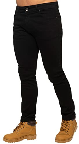 Ze ENZO EZ325 Mens Stretch Skinny Slim Fit Jeans Flex Stretchable Denim Pants Stretch Trousers Black 30S