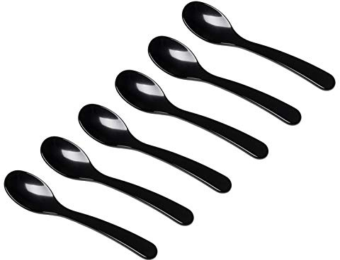 Heim Söhne 6er Set Acrylglas Löffel ca. 12,2 cm – Zauberhafte Eierlöffel für unvergessliche Momente beim Frühstück, Dessert & mehr – Handgefertigt in Deutschland (Schwarz)