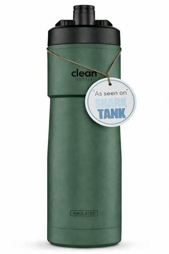 The Clean Hydration Co Insulated Bike Water Bottle 20 oz | Easy Clean Nozzle, Easy Squeeze Sports Bottle | BPA Free Cycling Bottle for Road & Mountain Biking, Gym & Travel | Matte Green