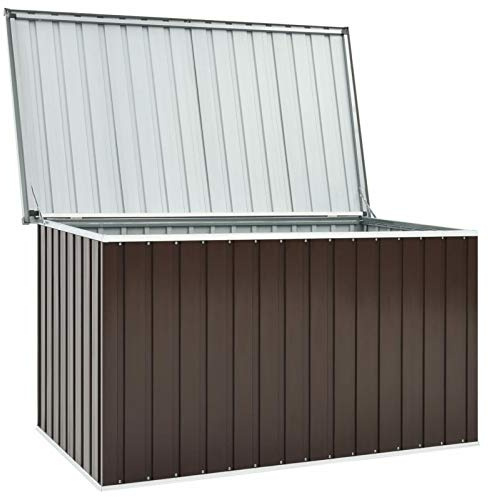 Festnight Gartenbox Wasserdicht Groß Metall Auflagenbox XXL Garten Aufbewahrungsbox Draußen Kissenbox Gerätebox Gartentruhe Terrasse Balkon Outdoor Indoor, Braun 171x99x93 cm
