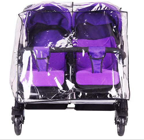Regenverdeck für Kinderwagen, doppelt, universal, faltbar, winddicht, Regenschutz, transparent, Regenschutz, doppelter Schutz für Kinder