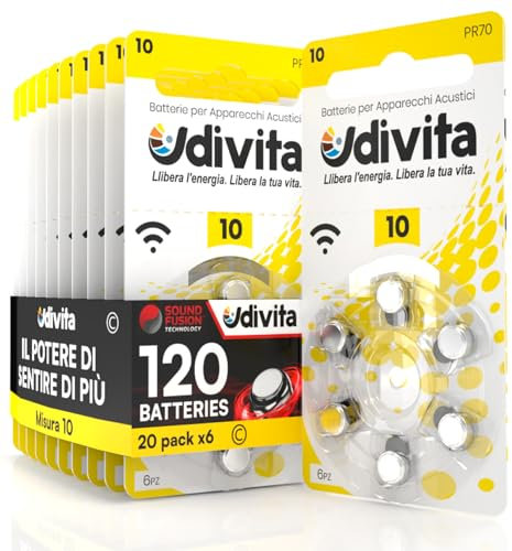 120 Piles Auditives pour appareils auditifs Udivita Type 10