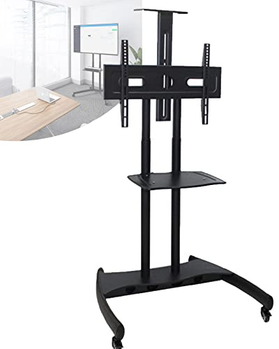 SRHIMEOS Large Rolling TV Stand for 26 to 65 Inch LCD LED OLED Flat Panel Plasma TV, Heavy Duty TV Stand on Wheels for Meeting room,Height Adjustable TV Trolley,Max VESA 600x400, up to 60KG