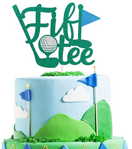 Fiftee Golf Happy 50th Birthday Cake Topper - Golf Ball Player Cake Topper For Men Sports 50th Birthday Party Supplies - Golf 50th Birthday Party Decoration for Golfer Fans