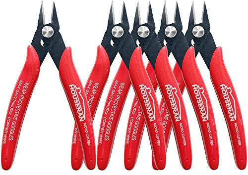 Kleine Drahtschneider, 5 Stück, 12.7 cm Micro 170 Flush Cutter, HOUSERAN Drahtschneider, federbelastete Schneidzange, Seitenschneider, Kabelbinder, Kunststoffdrahtschere