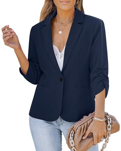 LookbookStore Womens Blazers for Work Womens Jackets Lightweight Trendy Blazers for Women Fashion Business Casual Outfits for Women Blue Blazer Size Large Fits Size 12 Size 14