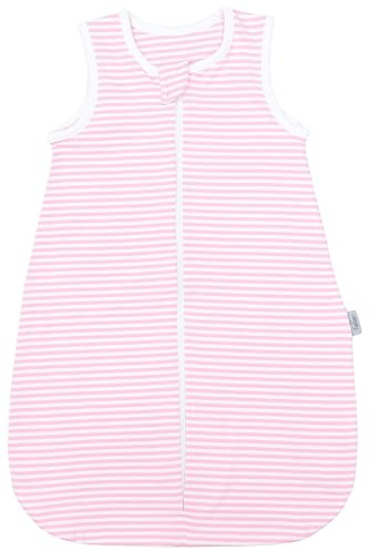 TupTam Baby Sommerdecke 0.5 TOG Baumwolle Unisex OEKO-TEX Zertifiziert, Farbe: Streifenmuster Rosa, Kinder Größe: 50-56