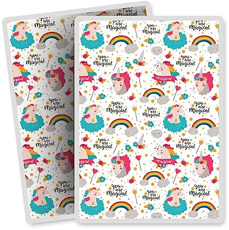 Vinyl Rectangle Vertical (Portrait) Stickers (Set of 2) 10cm - You Are Magical Unicorn Pattern Rainbow Hearts for Laptops, Tablets, Luggage, Scrap Booking, Fridges #170956