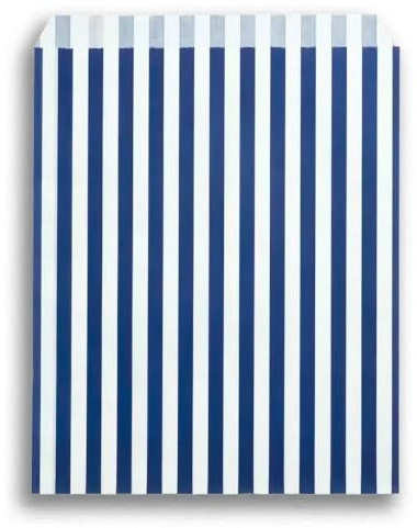 Confezione da 50 sacchetti per caramelle, in carta a righe, colore: blu