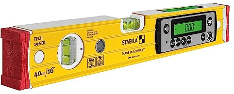 STABILA TECH 196 DL Electronic Spirit Level - Digital Spirit Level Waterproof and Dustproof According to IP 67, 2 Digital Displays, Calibration-Free with Bag, 40 cm