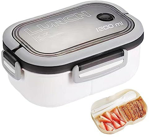 Insalatiera Pranzo Contenitore Lunch per Adulti con 3 Scomparti Scatola da 1200 ml per Adulti, Lunch Box Resistente alle alte temperature, Casa, Viaggi, Campeggio e Lavoro