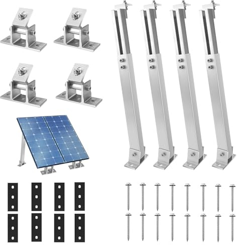 Royouzi Befestigung Solarmodul, 2 Sets Halterung Aufständerung | PV Flachdach 15°-30°, Alu Balkonkraftwerk Montageset 36CM-70CM Individuell Verstellbar für Wohnmobil Boote Dächer