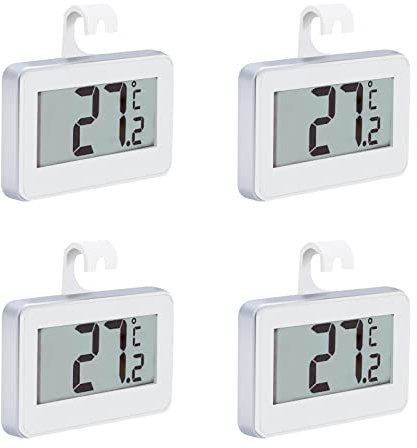 4 x Fridge Thermometer Digital Refrigerator Thermometer, Digital Waterproof Fridge Freezer Thermometer Temperature Monitor with High-Definition LCD Screen