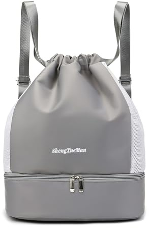 OLYSPM Schwimmtasche,Sporttasche Schwimmen,Schwimmsack mit Kordelzug mit Nass- und Trockentaschen und Schuhfach,Spritzwassergeschützte Schwimmsäcke für Schwimmen,Fitness,Reisen
