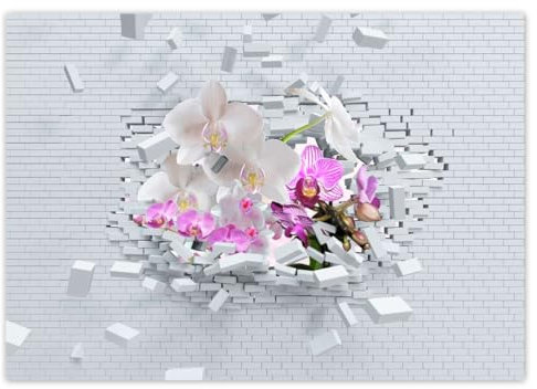 Sticker mural décoratif Motif orchidée dans le mur N° H7812M_NS1A3 42 x 29,70 cm