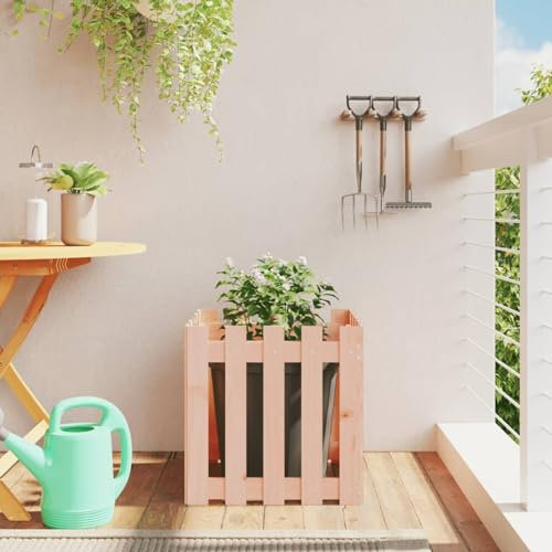 Chaduof Pflanzkübel Lattenzaun-Design 50x50x50 cm Massivholz Douglasie, Pflanzgefäße Außen, Blumentöpfe Garten, Blumenübertopf, Pflanzen Topf Groß - 832455
