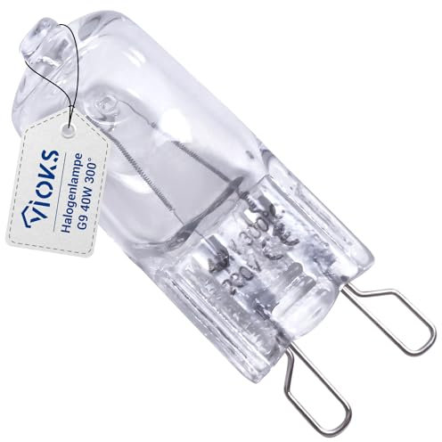 VIOKS Halogen G9 40W 230V Backofen Licht Ersatz für AЕG Elеctrolux 808564102/8 Whirlpool 481010391431 - Backofenlampe mit 2 Schlaufenformanschlüssen - Glühbirne G9 für Backofen Ofen Dampfgarer