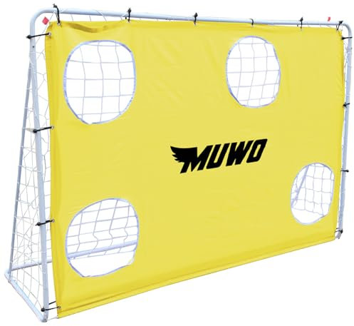 MUWO fotbollsmål med avtagbar målvägg och väderbeständig stålram. Mått: 217 x 153 cm. Perfekt för träning eller vänskapsspel (gul)