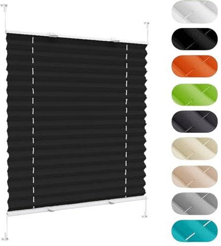 Estores Enrollables Estor Plisado Opaca 20 x 90 cm, Noche y Día, Translúcido y Oscurecido, Estores Enrollables sin Taladrar, Estor Noche y Día Ventana, para Ventanas, Puertas, Negro