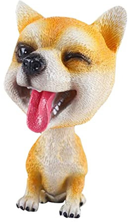 TOYANDONA Interaktives Hunde-Auto-Ornament – ​​gelbes Akita-schüttelspielzeug Für Die Inneneinrichtung