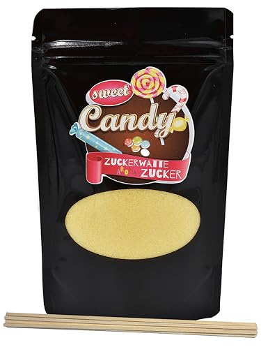 Hopser Food Fun Aromazucker Farbzucker für Zuckerwatte, Zuckerwattemaschinen, Popcorn, Dekorieren, (200 g mit 10 Stäben (200 g, Vanille)