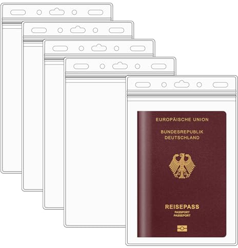 Segus Ausweishülle, 5 Stück 11.8 * 17.8cm Schülerausweis Hülle, Wasserdicht und Transparent, Ausweishülle Vertikal für Reisepass, Namensschild