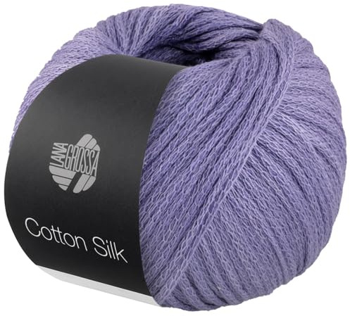 LANA GROSSA Cotton Silk | Edles Effektgarn aus Maulbeerseide gefüllt mit Baumwolle | Handstrickgarn aus 70% Baumwolle & 30% Seide | 50g Wolle zum Stricken & Häkeln | 140m Garn FB 1