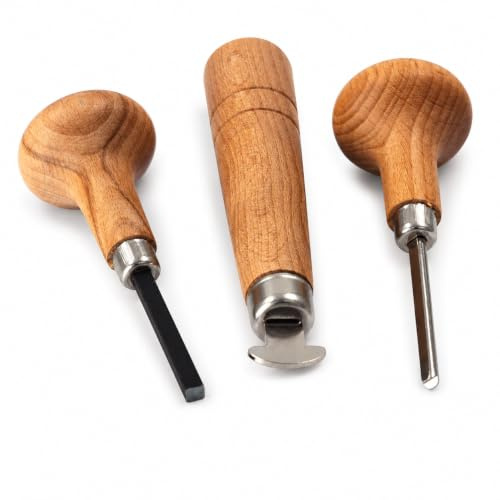 Kit de herramientas de punta y bisel, paquete de 3 piezas de herramientas de ajuste de gemas de joyería con empujador de puntas, rodillo de bisel y asas ergonómicas de madera