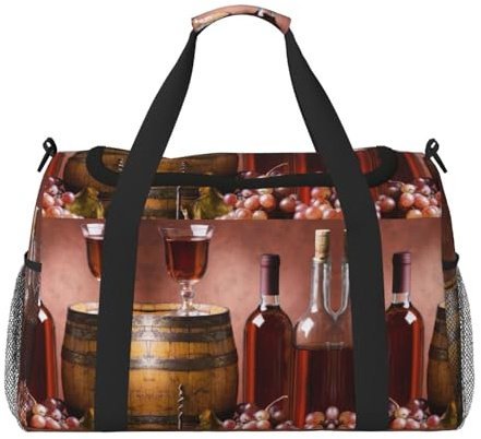 Drink and Food Print Womens Sports Bags Travel Bag - Gym Tote Bag with Compartment,Duffel Bags for Men,Ladies Holdall,Carry On Weekend Travel Handbags for Women