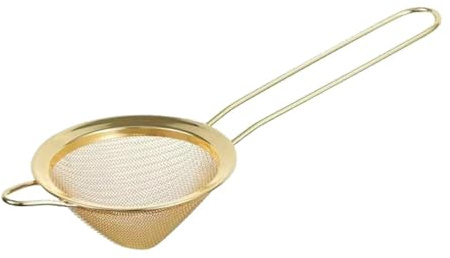 JISADER Cocktail Sieb, Edelstahl Fine Mesh Strainer Teesieb mit Griff, Small Matcha Sifter, Metall Feinmaschig Sieb für Tees Getränke Cocktails Zucker Gewürze, Gold