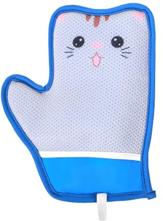 Lunaobrik Handschuhe zum Bürsten von Katzen, Handschuhe zum Waschen von Katzen, Antihaft-Reiniger mit Schaber zum Entfernen von Haaren im Bad, Teppiche, Kleidung, Shampoo, Massage und Bürsten