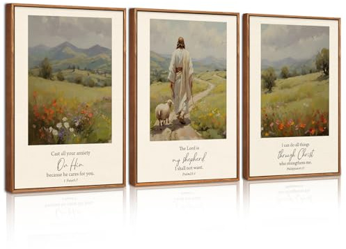 Celestdeco Christlich Psalm 23 Hirte gerahmtes Wandbild 30x40cm | Inspirierende Bibelverse · Christliche Wanddeko · Fertig zum Aufhängen