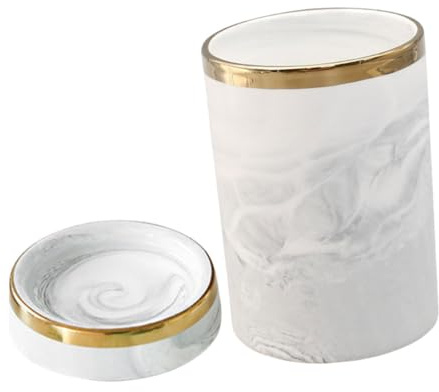 TOYANDONA Porta Utensili Cucina in Ceramica con Effetto Marmo Grigio e Oro Organizer per Posate e Bacchette Contenitore Tavola Capiente per Cucina dal Design Europeo Elegante e Pratico