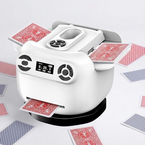 Automatische Kartenmischer und Kartensender, 2 in 1 Elektrischer Kartenmischer mit USB, 360° Drehung - Unterstützt Bis Zu 8 Spieler, Professioneller Kartenmischmaschine für Poker, Texas Hold'em, UNO