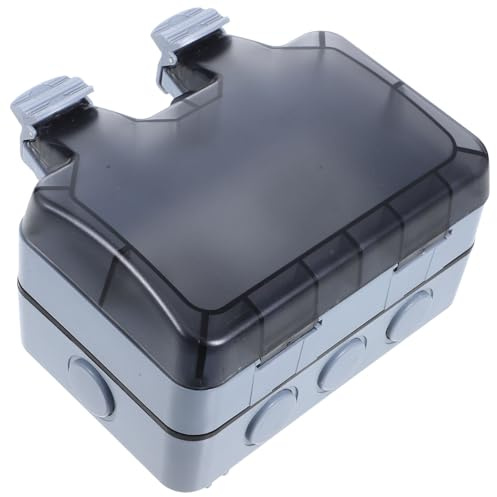 Hohopeti Presa Elettrica Esterna Doppia da Muro Socket Esterno Euro Standard Protezione Antipioggia per Giardino Garage Terrazza Scatola Stagna con Spazio Ampio per Doppio Plug