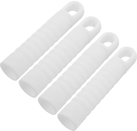 ORFOFE Lot de 4 Embouts Plats Antidérapants pour Manche de Balai 25 Mm Blanc, Pièces de Rechange Compatibles Serpillière Trou Suspendre, Accessoires de Nettoyage Pratiques pour Usage