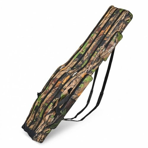 DEARBAG Angeltasche Rutentasche 150 cm Angelkoffer Futteral 3 Fächern Rod Case Angelkoffer Futteral Wasserdicht Falten Stange Werkzeuge Angelrutentaschen mit Tragegurt für Ruten Kescher Angelzubehör