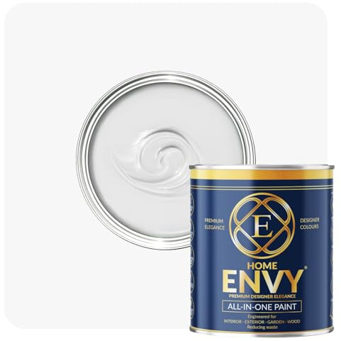 ENVY All-in-One Paint - High Coverage Paint for Interior & Exterior Walls, Wood & Furniture | Multi Surface Paint & Primer | Designer Colours For All Walls - All White - 1L - Matt