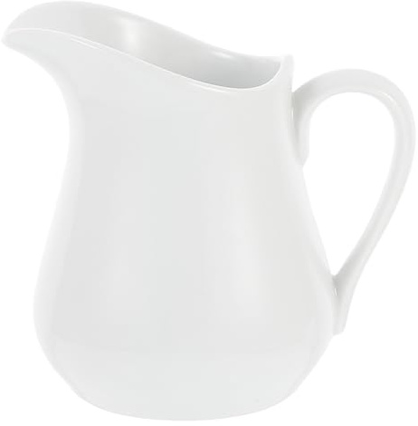 Jarra de Leche de Cerámica 450ml White para Servir | Jarra de Crema con Asa, Jarra White de Perfil Suave, Jarra de Crema de Hotel para Bares y Hogar