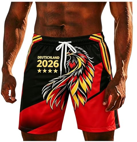 Deutschland Shorts Herren WM 2026 Retro Fußball Trikot mit Adler Deutsches Flagge Fans Shorts Germany Kurze Hose Fanartikel Freizeithose Sommer Atmungsaktiv Sporthose